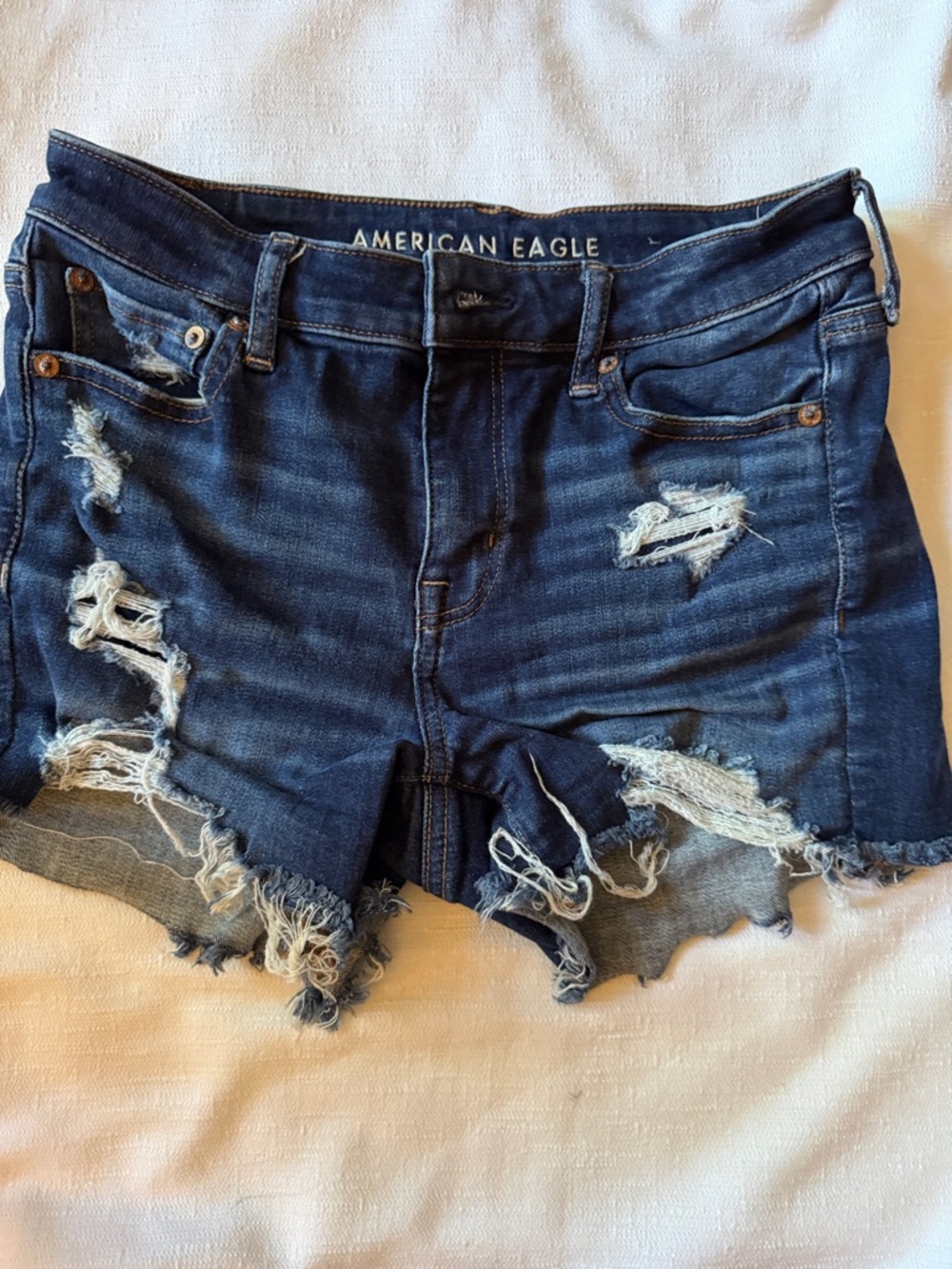 American Eagle Outfitters Navy Blue Distressed Denim Cutoff Shorts